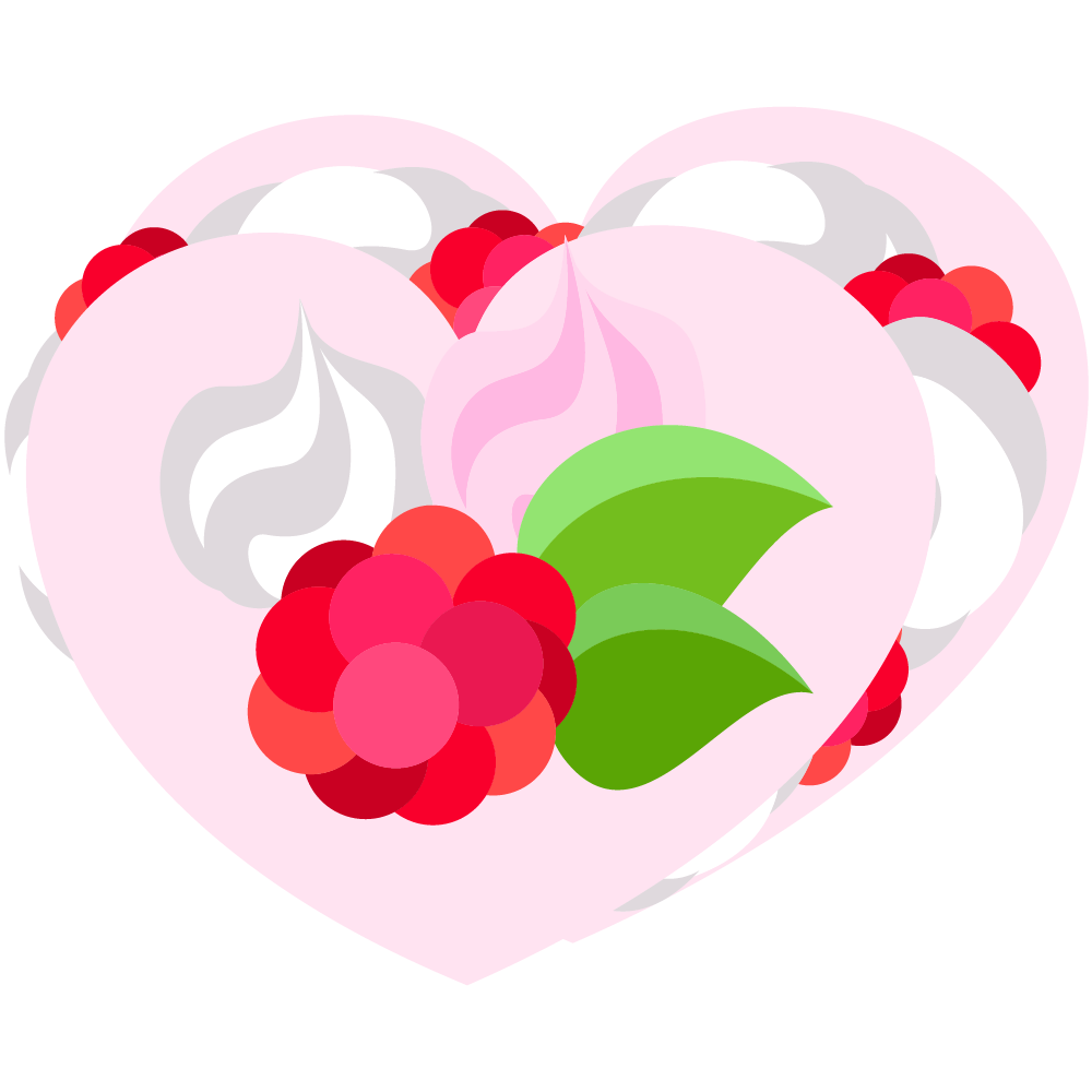 ハートのフリーイラスト素材 -ラズベリーケーキ-