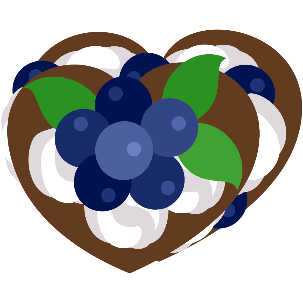 ハートのフリーイラスト素材 -ブルーベリーチョコケーキ-