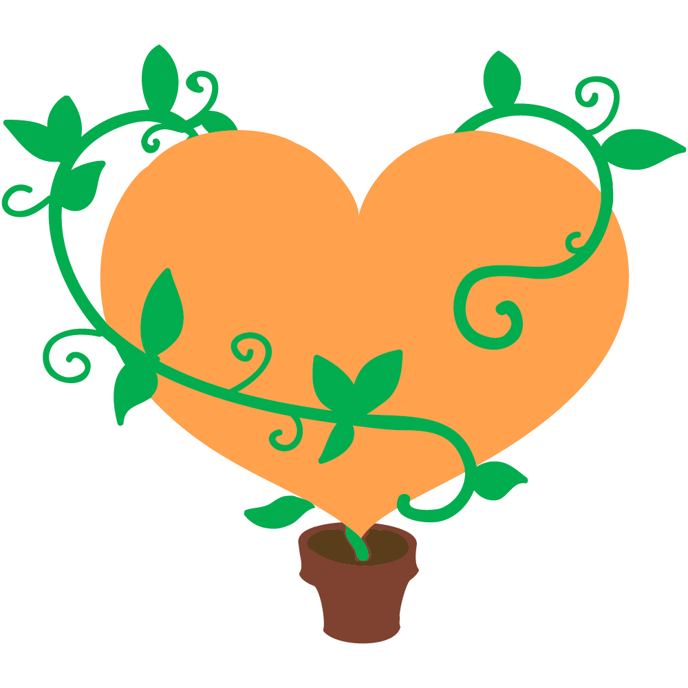 ハートのフリーイラスト素材 -植木鉢-