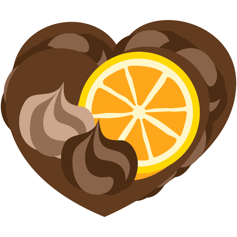 ハートのフリーイラスト素材 -オレンジチョコレートケーキ-
