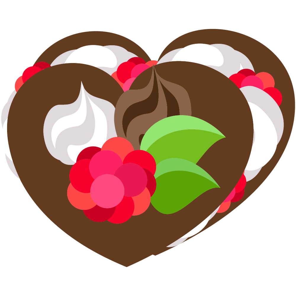 ハートのフリーイラスト素材 -ベリーチョコレートケーキ-