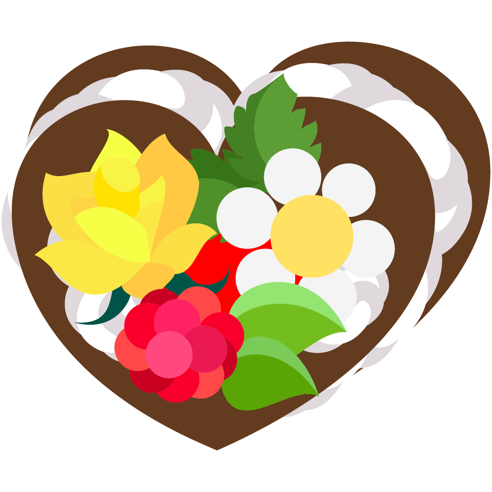 ハートのフリーイラスト素材 -フラワーチョコレートケーキ-