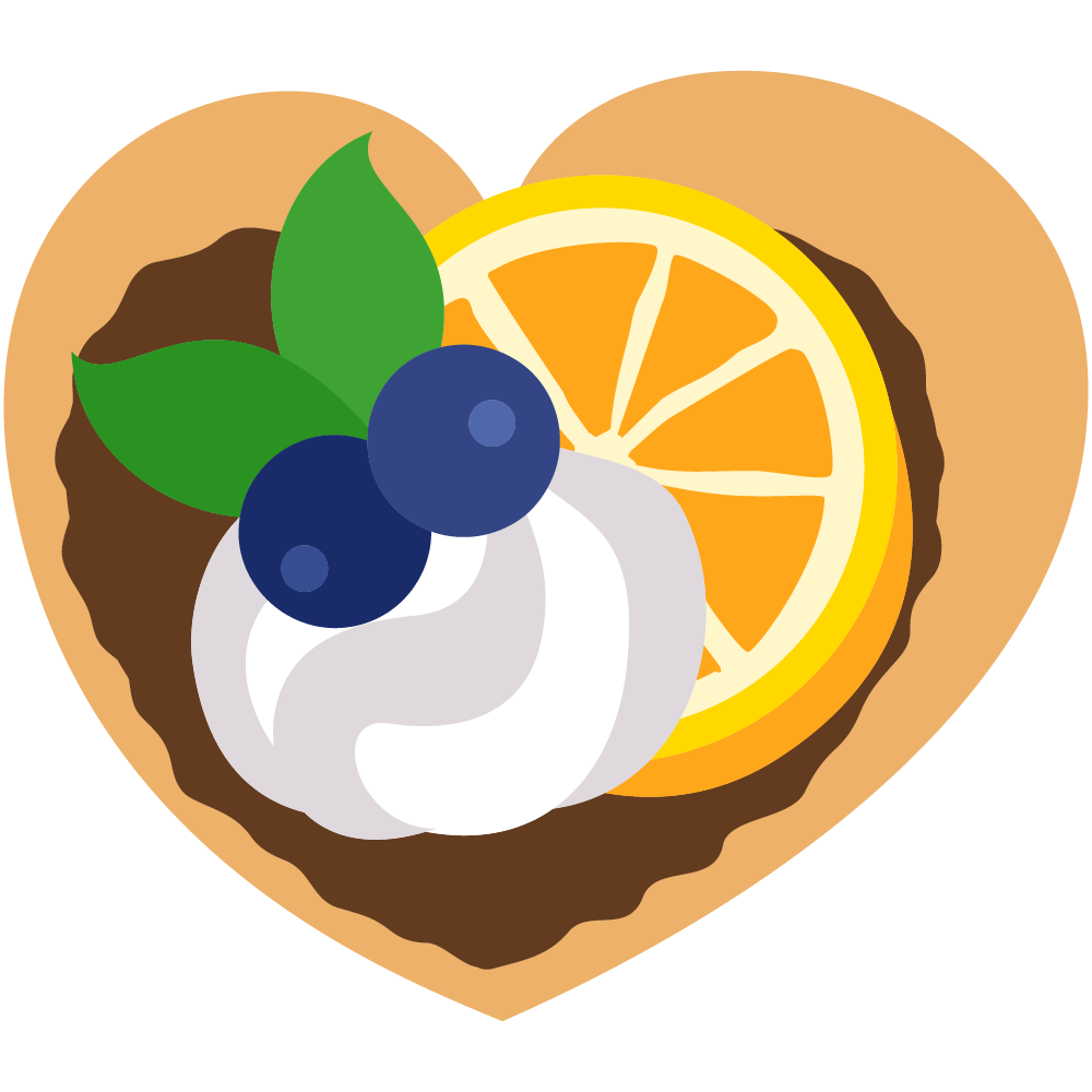 ハートのフリーイラスト素材 -オレンジチョコレートタルト-