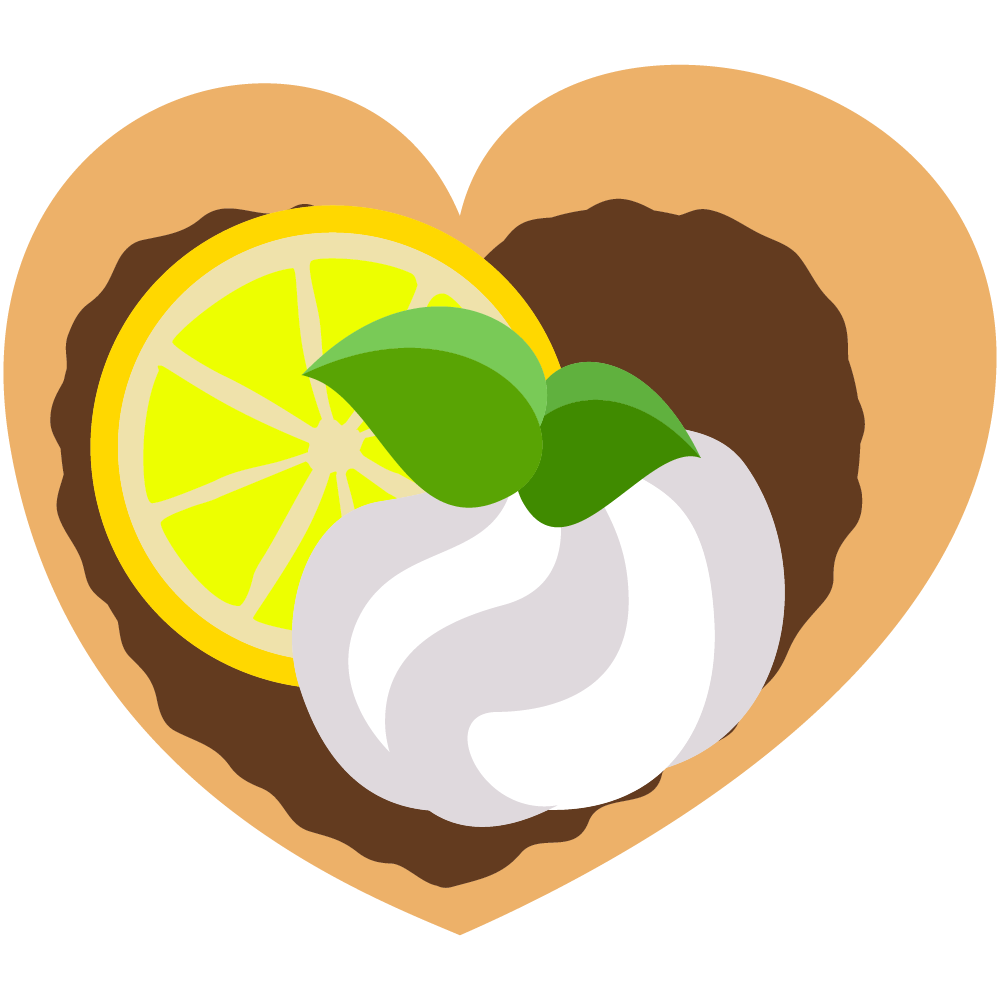 ハートのフリーイラスト素材 -レモンチョコレートタルト-