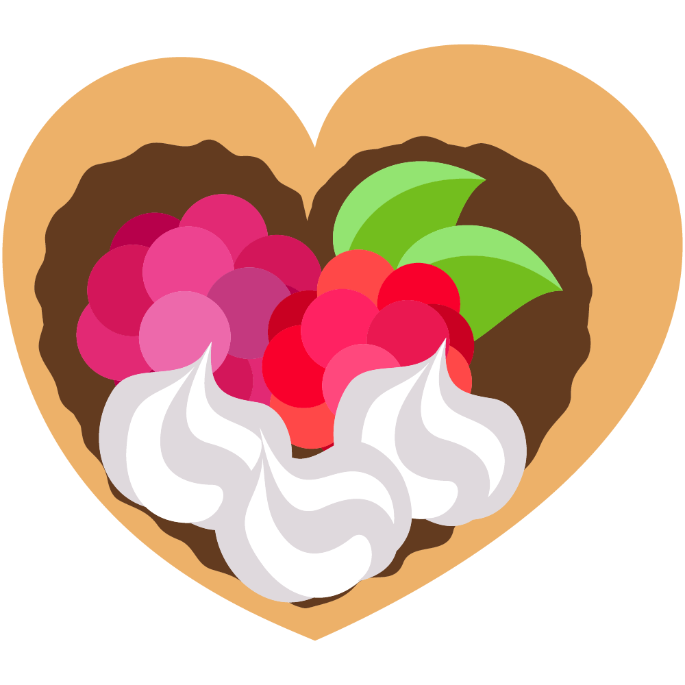 ハートのフリーイラスト素材 -ラズベリーチョコレートタルト-