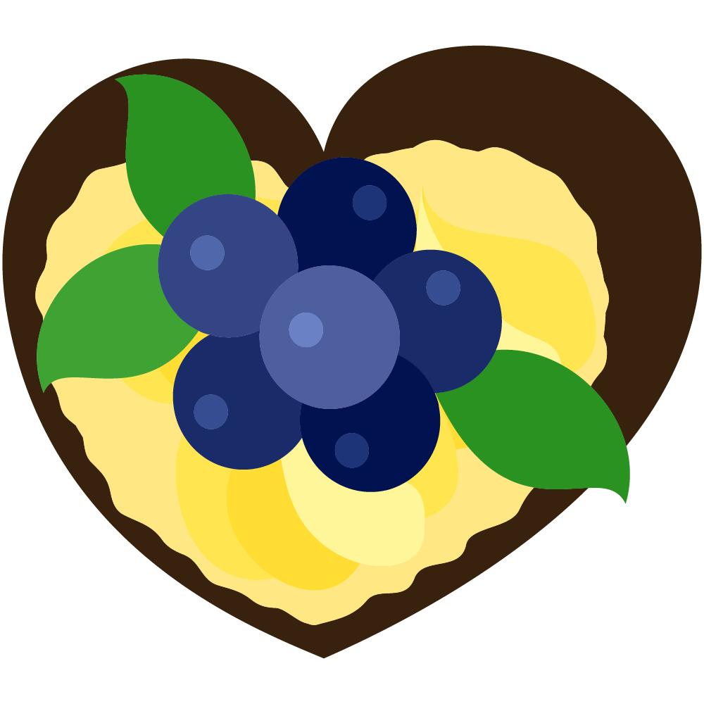 ハートのフリーイラスト素材 -ブルーベリーチョコレートタルト-