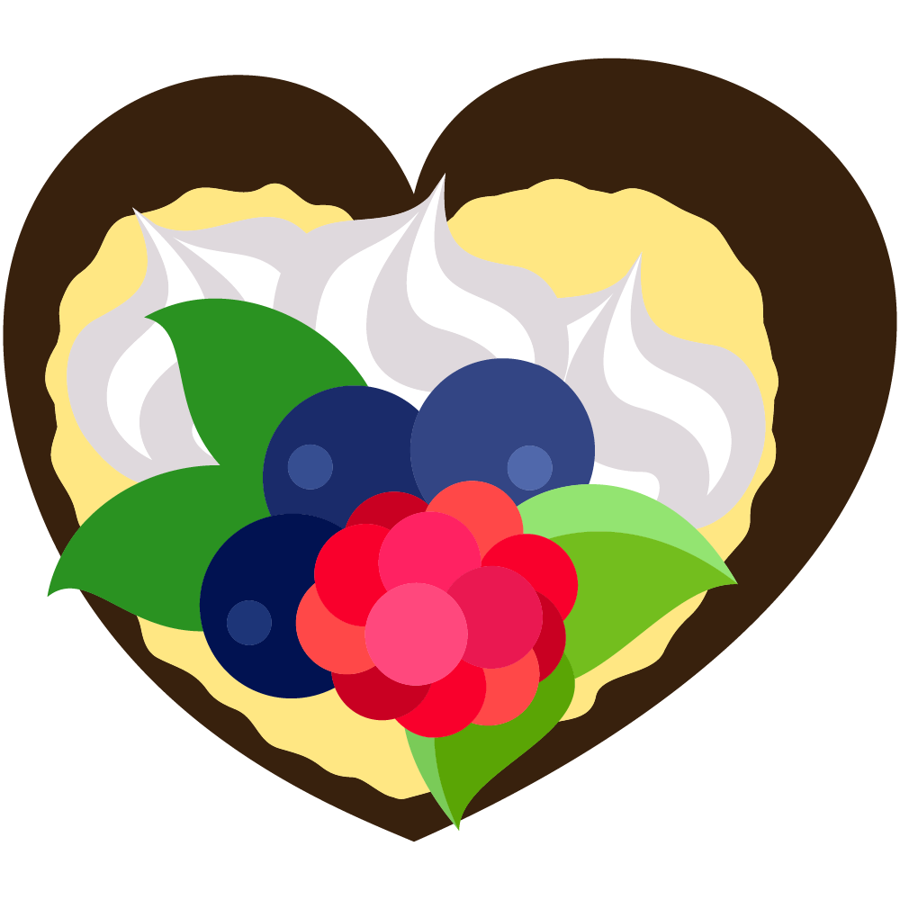 ハートのフリーイラスト素材 -ベリーチョコレートタルト-