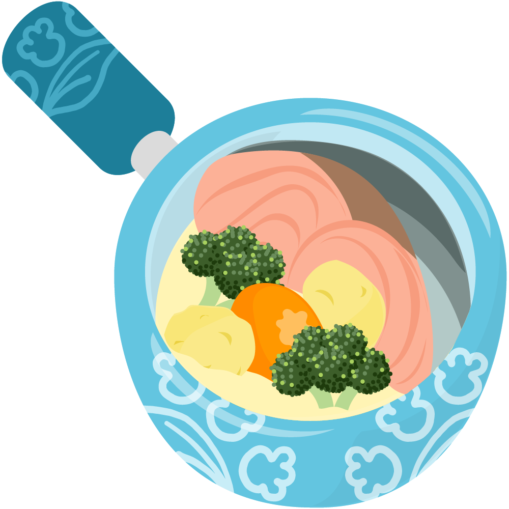 美味しそうなスープのフリーイラスト素材　-鮭のシチュー-