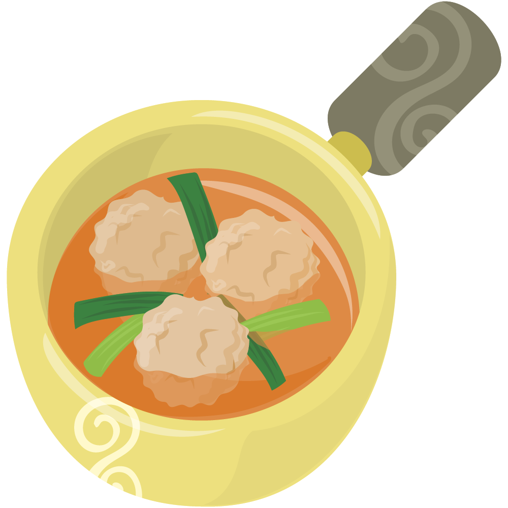 美味しそうなスープのフリーイラスト素材　-肉団子-