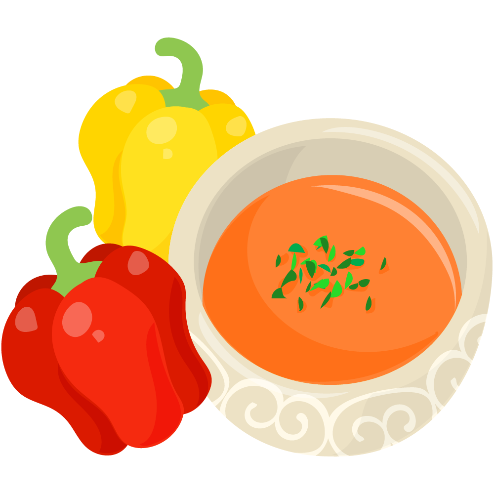 美味しそうなスープのフリーイラスト素材　-パプリカ-