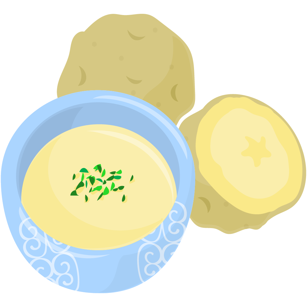 美味しそうなスープのフリーイラスト素材　-じゃがいも-