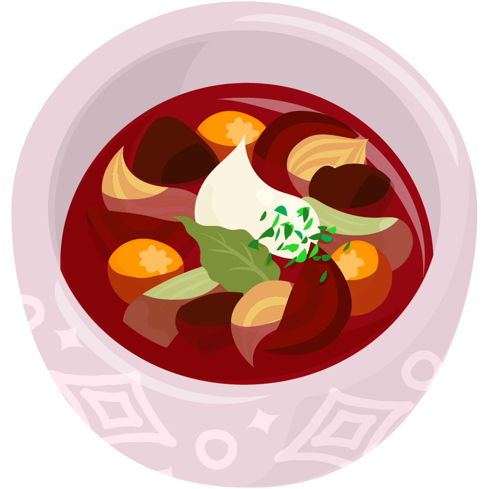 美味しそうなスープのフリーイラスト素材　-ボルシチ-