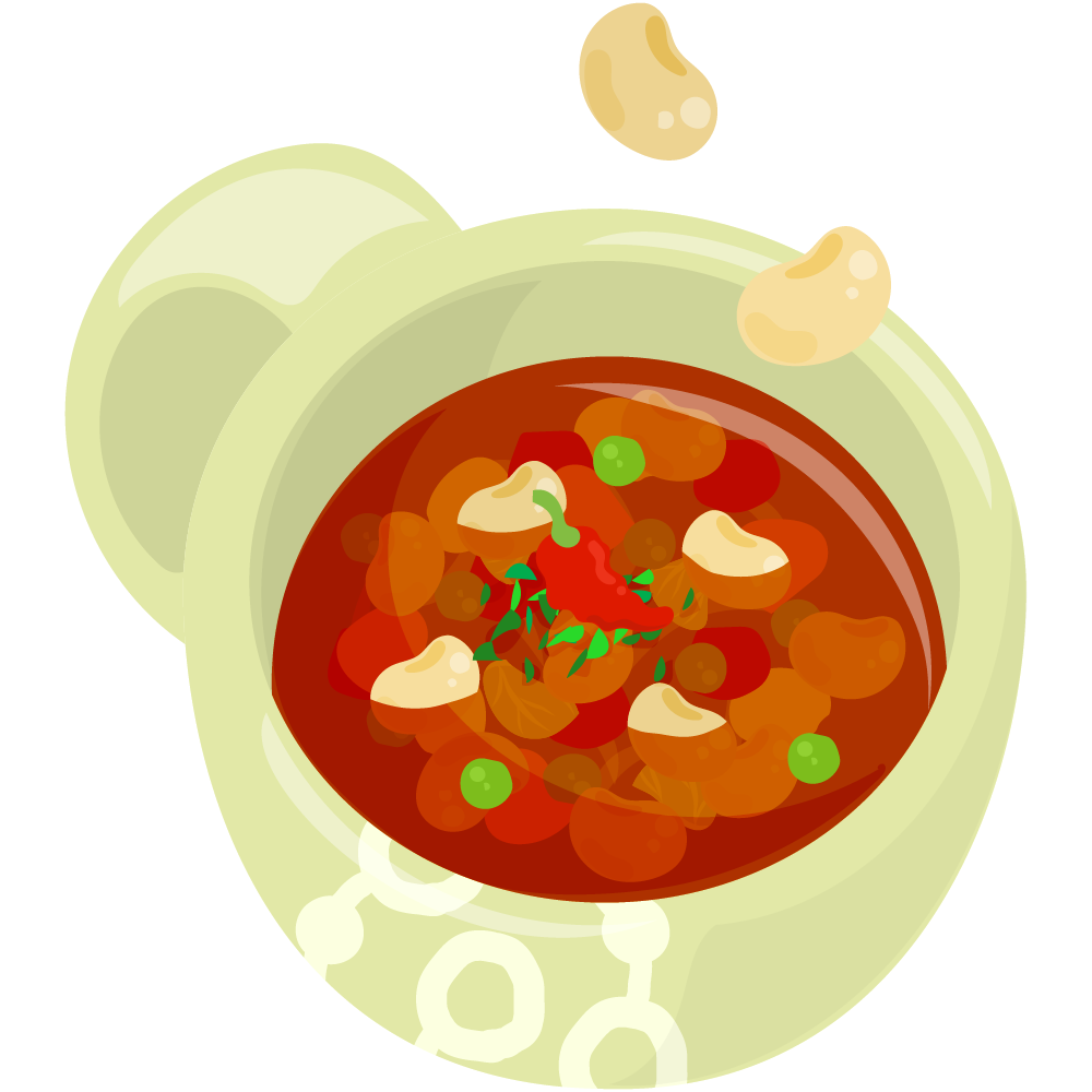 美味しそうなスープのフリーイラスト素材　-豆-