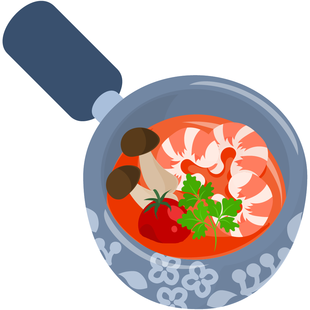 美味しそうなスープのフリーイラスト素材　-トムヤムクン-