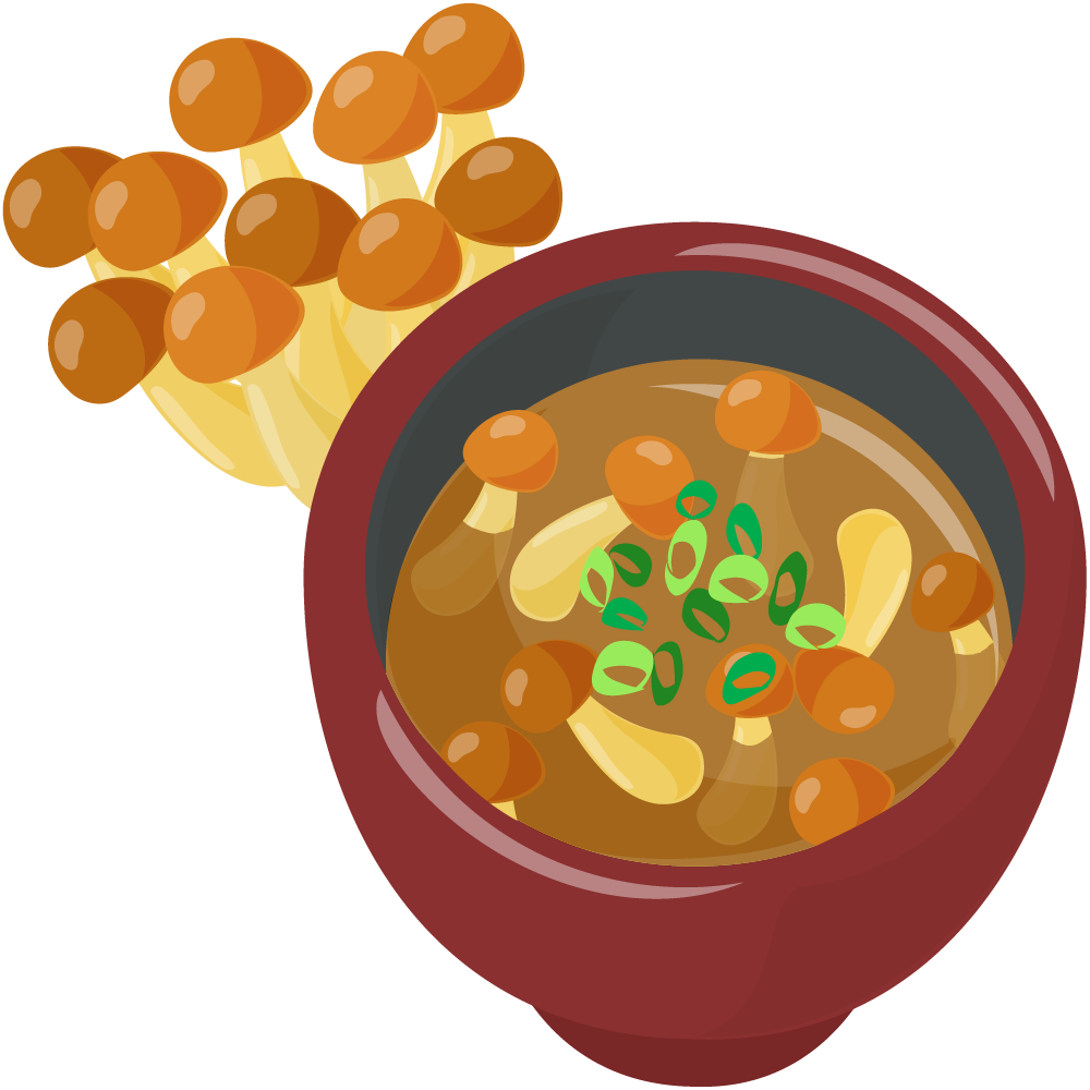 美味しそうなスープのフリーイラスト素材　-なめこ汁-