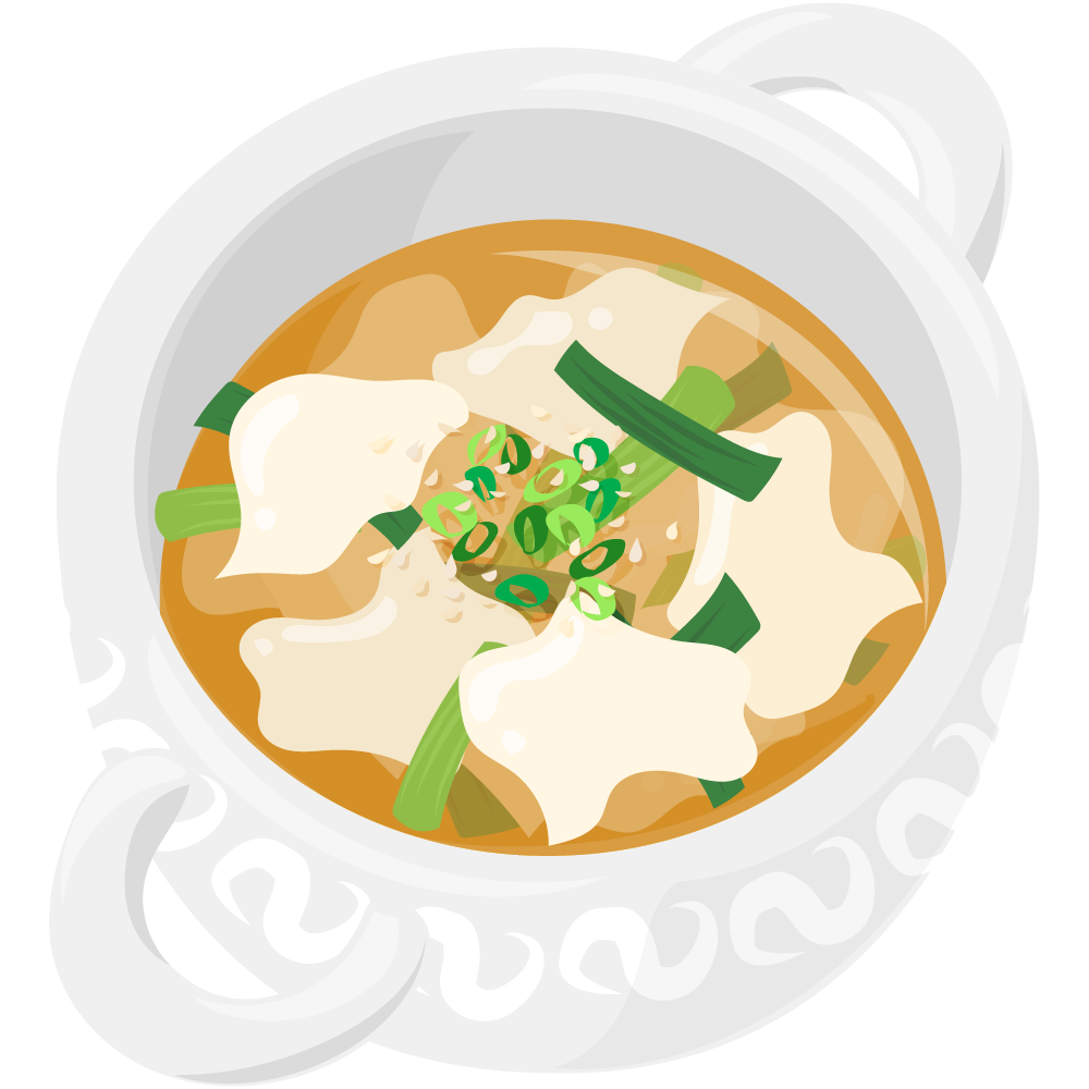 美味しそうなスープのフリーイラスト素材　-ワンタン-