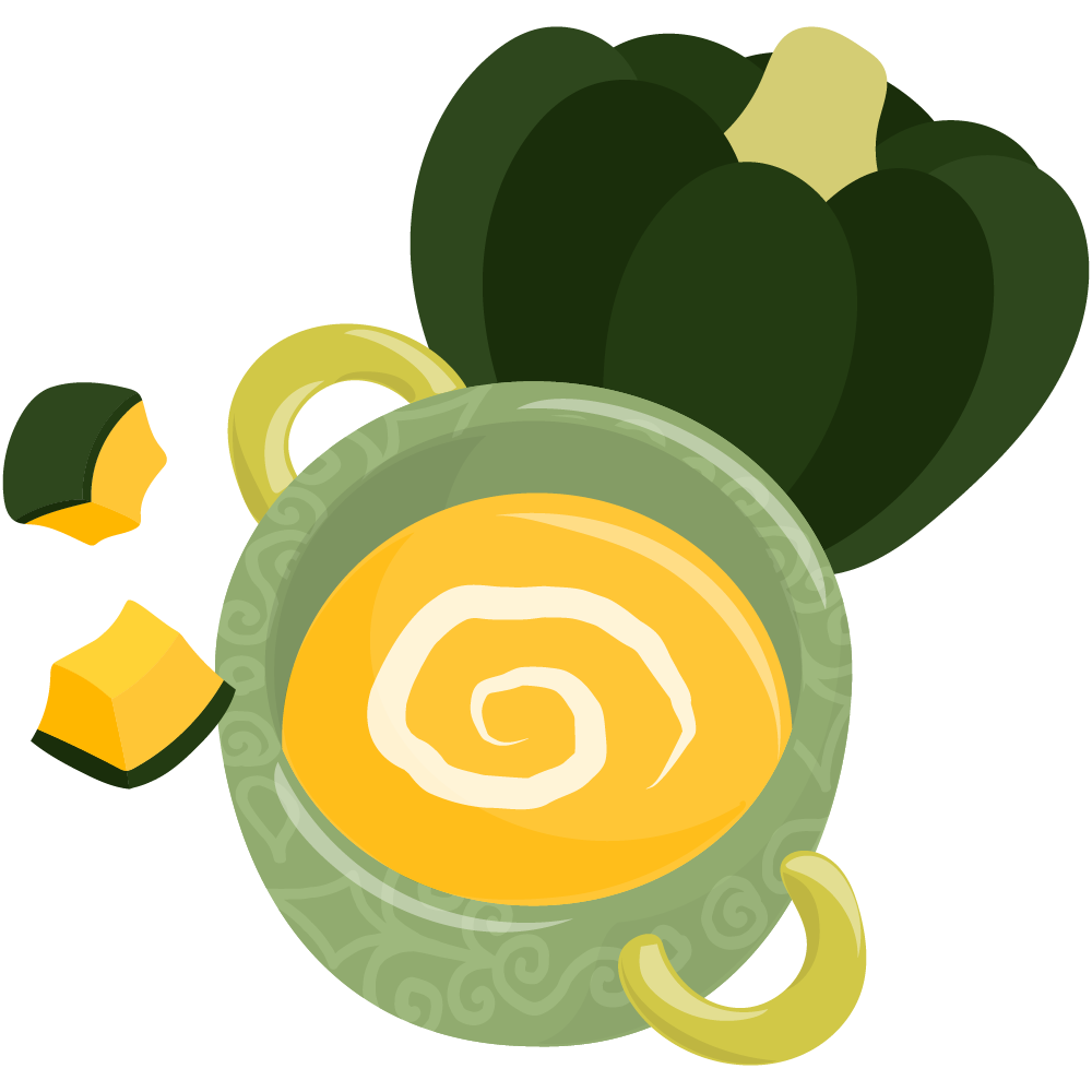 美味しそうなスープのフリーイラスト素材　-かぼちゃ-