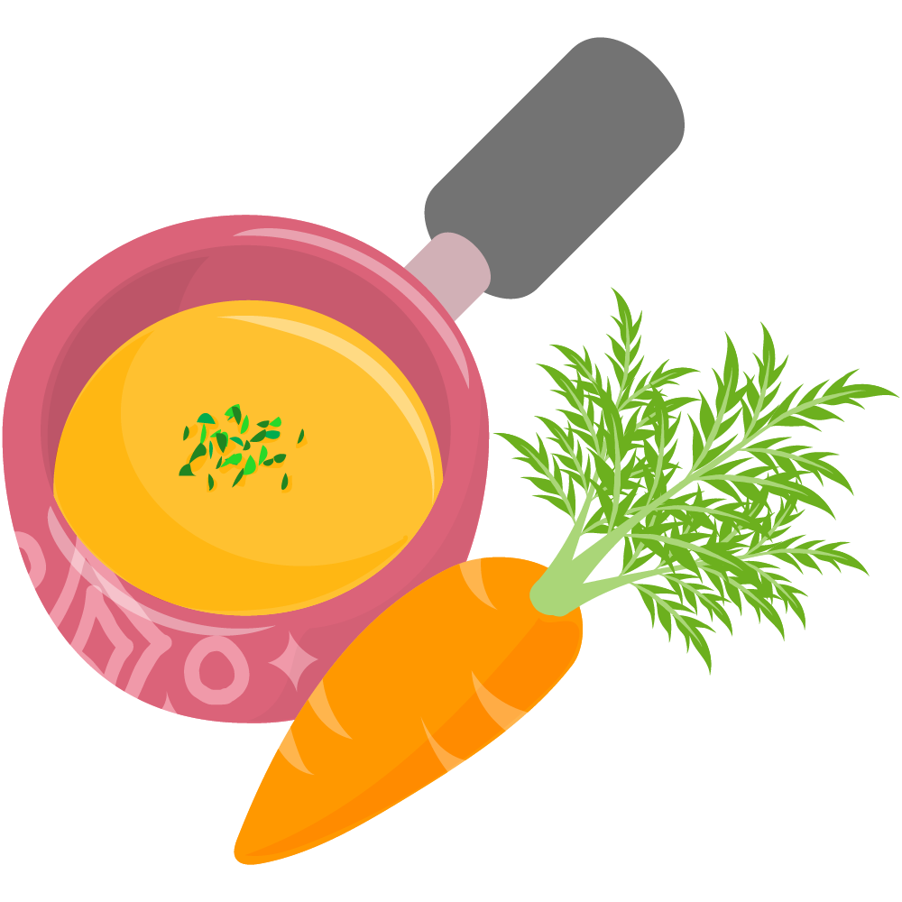 美味しそうなスープのフリーイラスト素材　-にんじん-