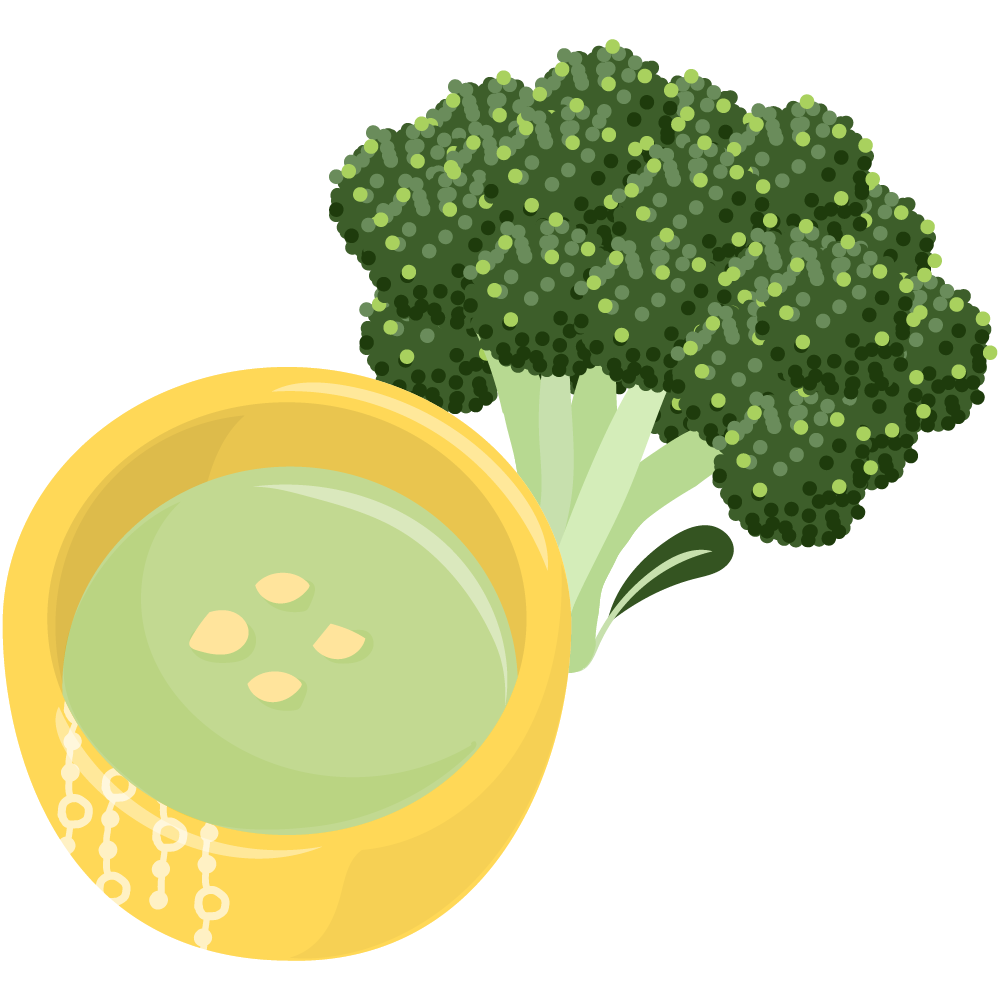 美味しそうなスープのフリーイラスト素材　-ブロッコリー-