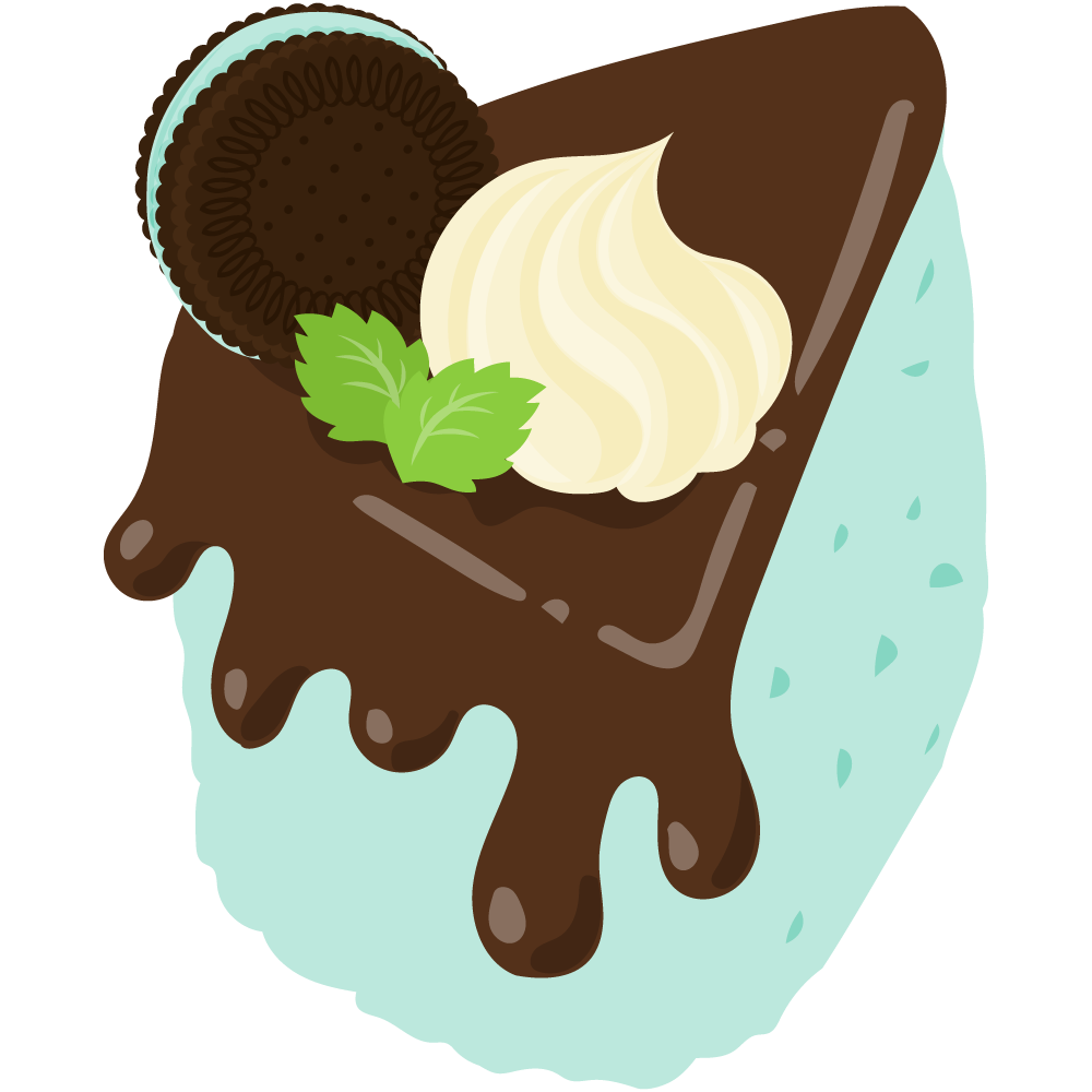 チョコミントスイーツのフリーイラスト素材　-シフォンケーキ-