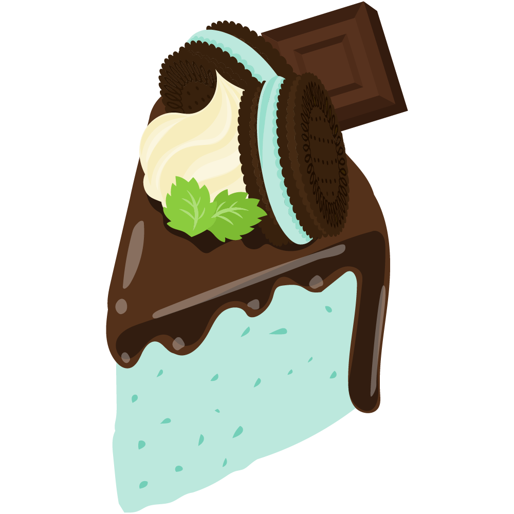 チョコミントスイーツのフリーイラスト素材　-シフォンケーキ-