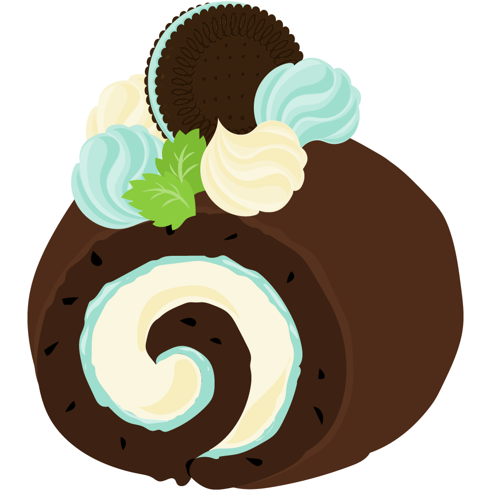 チョコミントスイーツのフリーイラスト素材　-ロールケーキ-