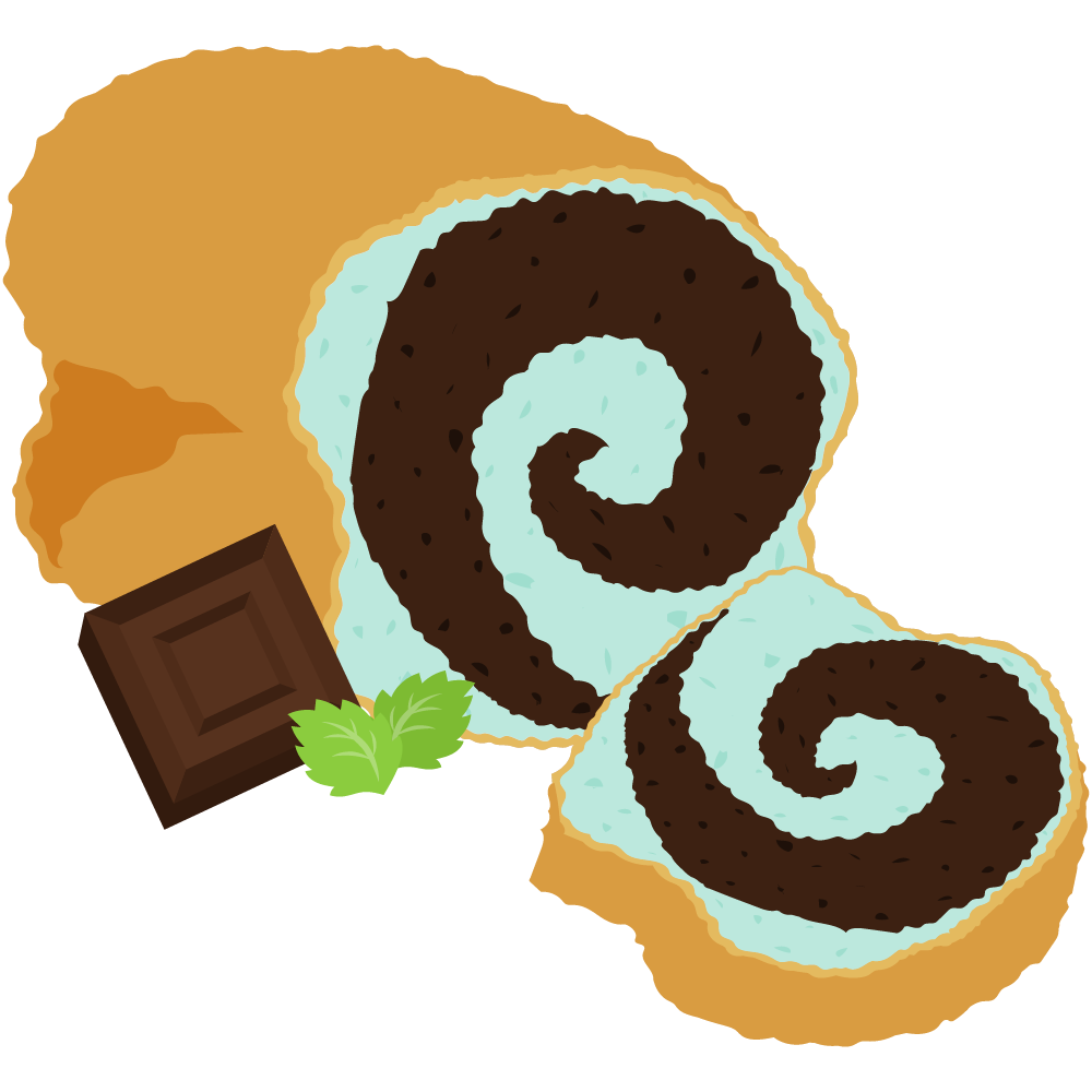 チョコミントスイーツのフリーイラスト素材　-マーブルパン-
