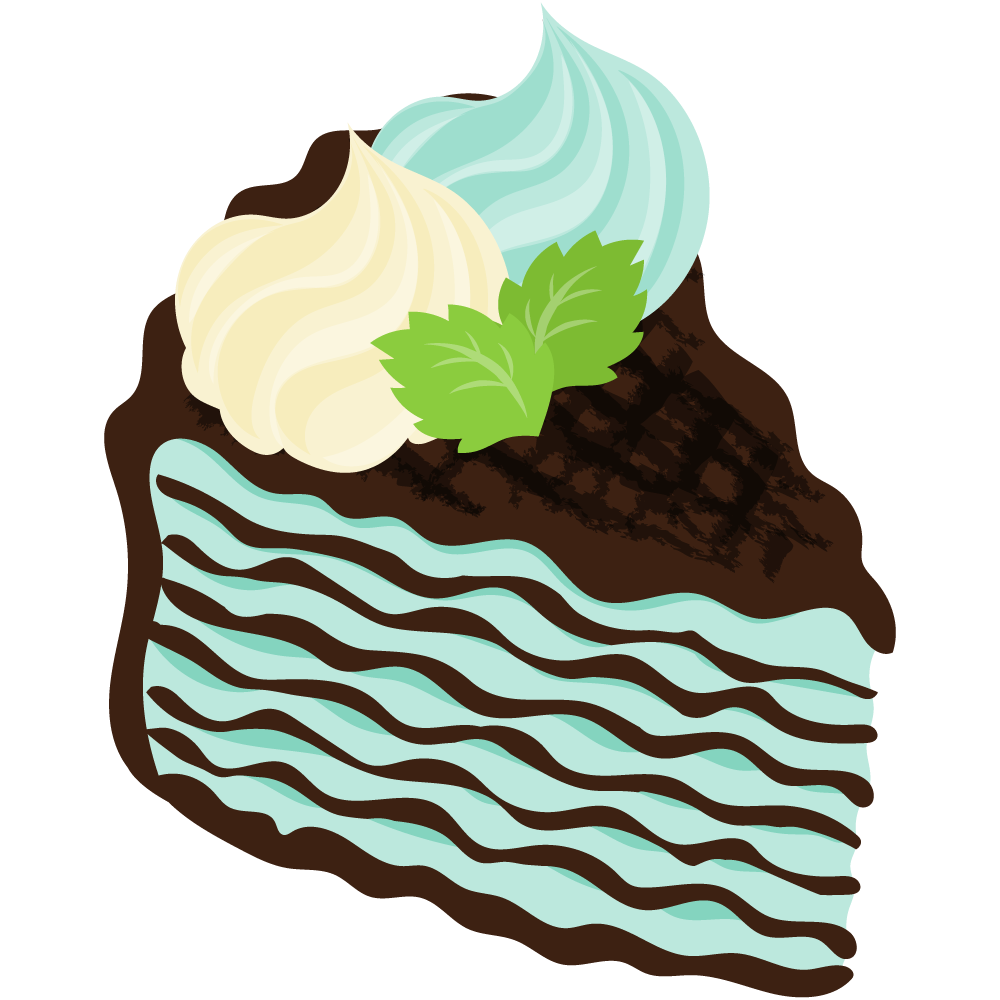 チョコミントスイーツのフリーイラスト素材　-ミルクレープ-