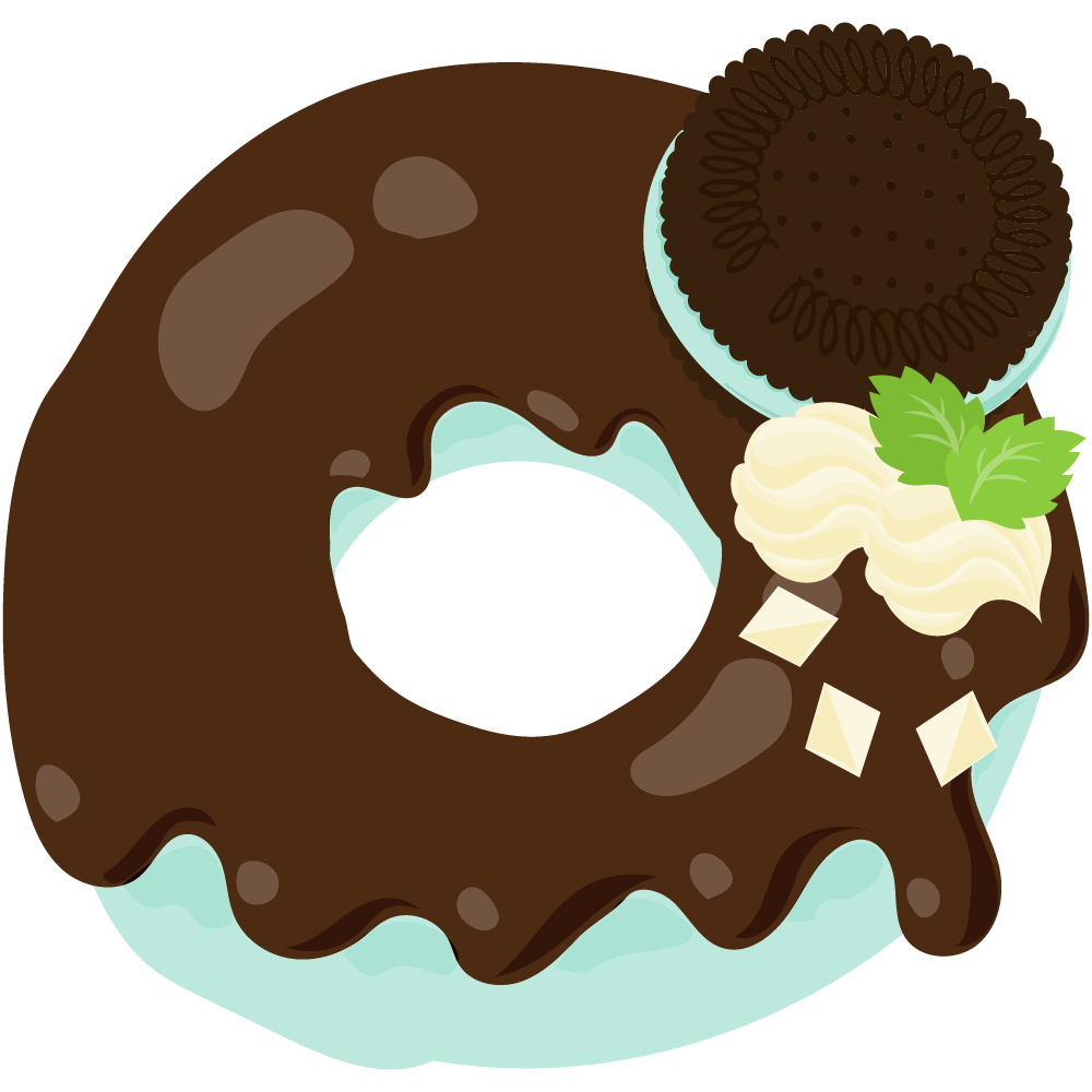 チョコミントスイーツのフリーイラスト素材　-ドーナツ-