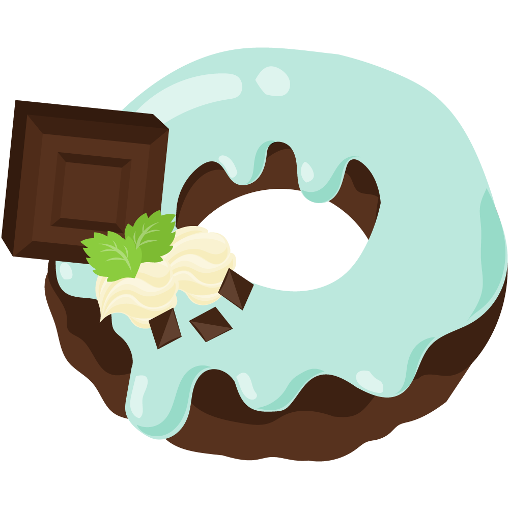 チョコミントスイーツのフリーイラスト素材　-ドーナツ-