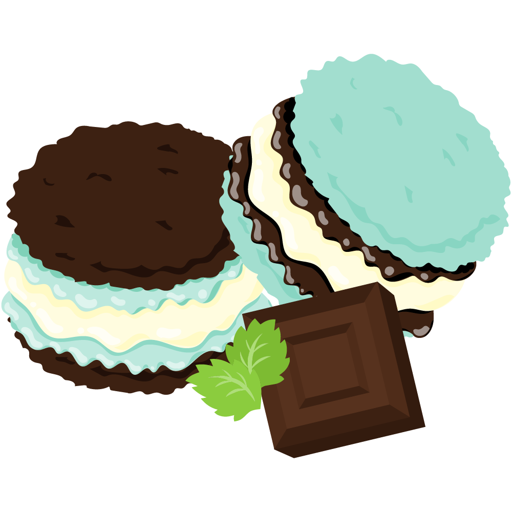 チョコミントスイーツのフリーイラスト素材　-クッキーサンド-