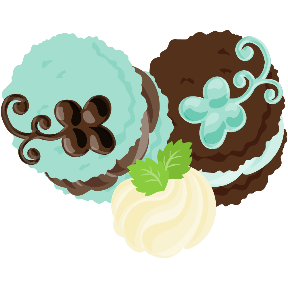 チョコミントスイーツのフリーイラスト素材　-クッキーサンド-