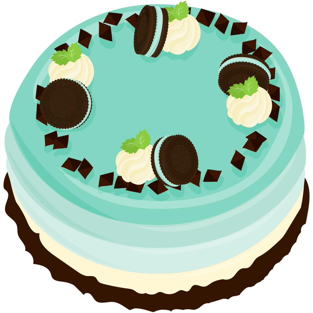 チョコミントスイーツのフリーイラスト素材　-4層レアチーズケーキ-