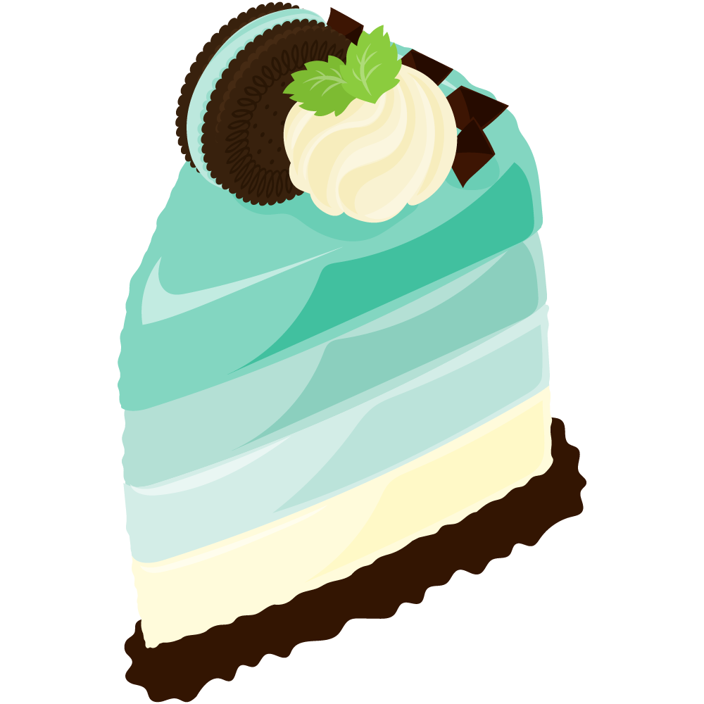 チョコミントスイーツのフリーイラスト素材　-4層レアチーズケーキ-