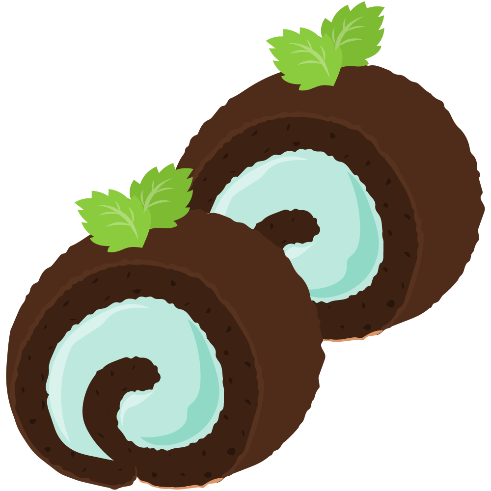 チョコミントスイーツのフリーイラスト素材　-ロールケーキ-