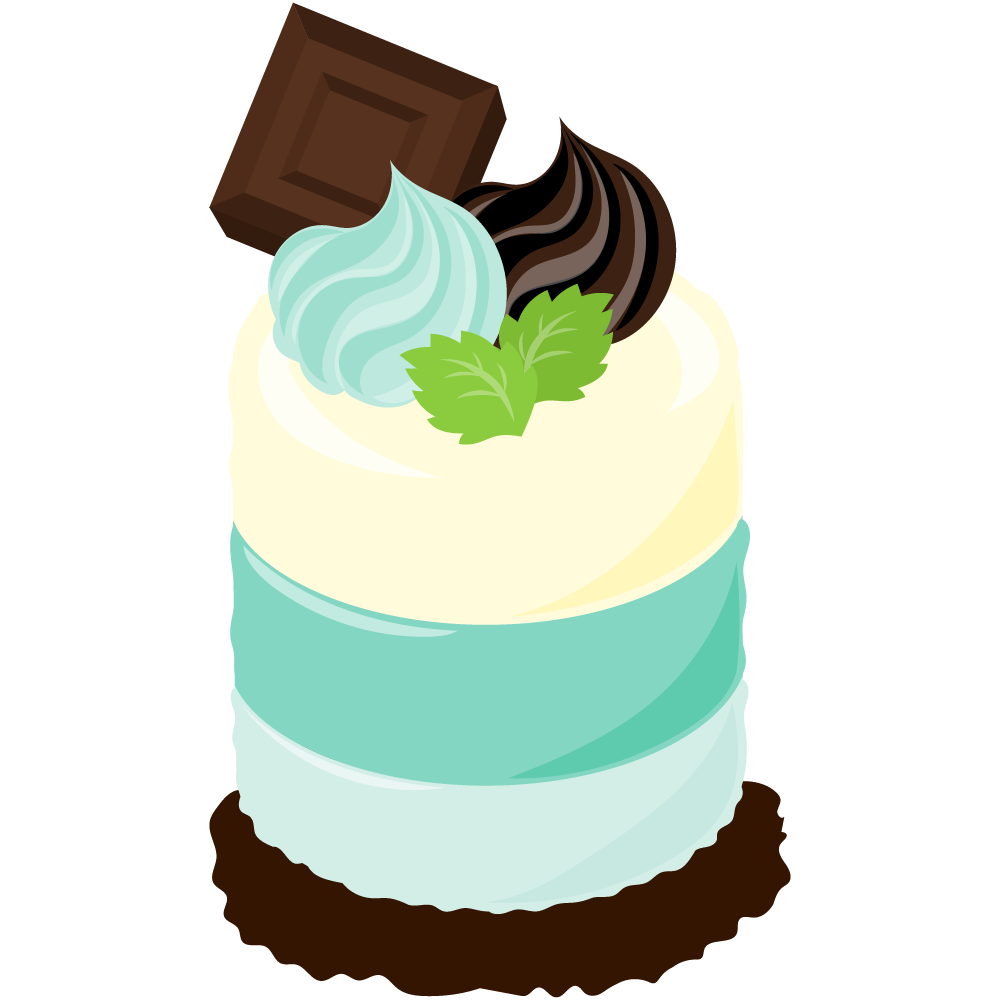 チョコミントスイーツのフリーイラスト素材　-3層レアチーズケーキ-