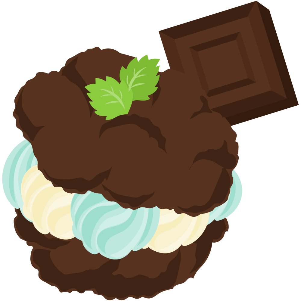 チョコミントスイーツのフリーイラスト素材　-シュークリーム-