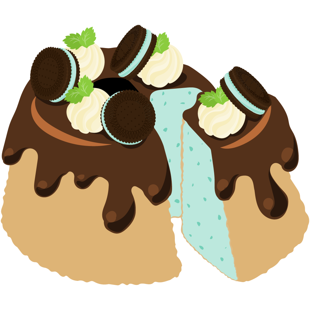 チョコミントスイーツのフリーイラスト素材　-シフォンケーキ-