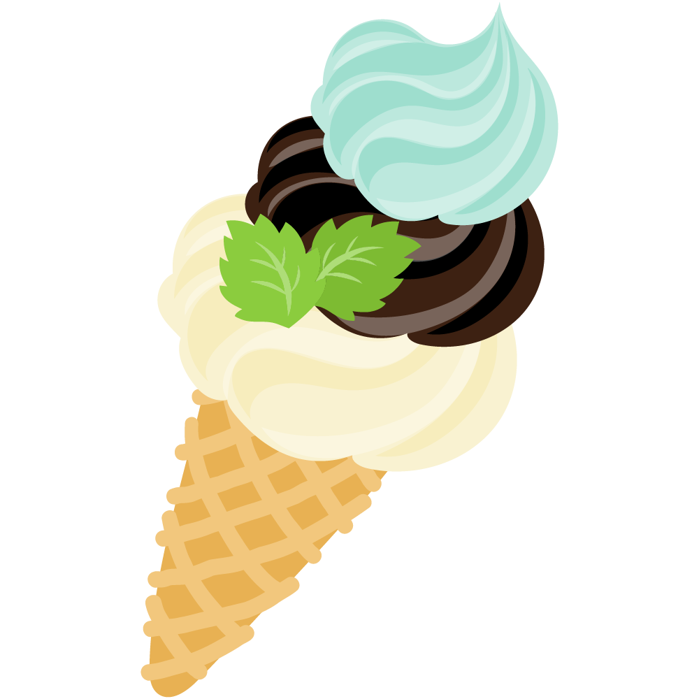 チョコミントスイーツのフリーイラスト素材　-ソフトクリーム-