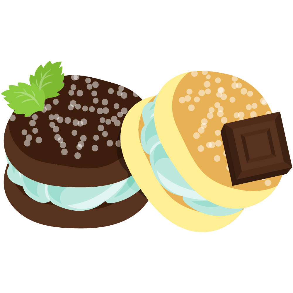 チョコミントスイーツのフリーイラスト素材　-ブッセ-