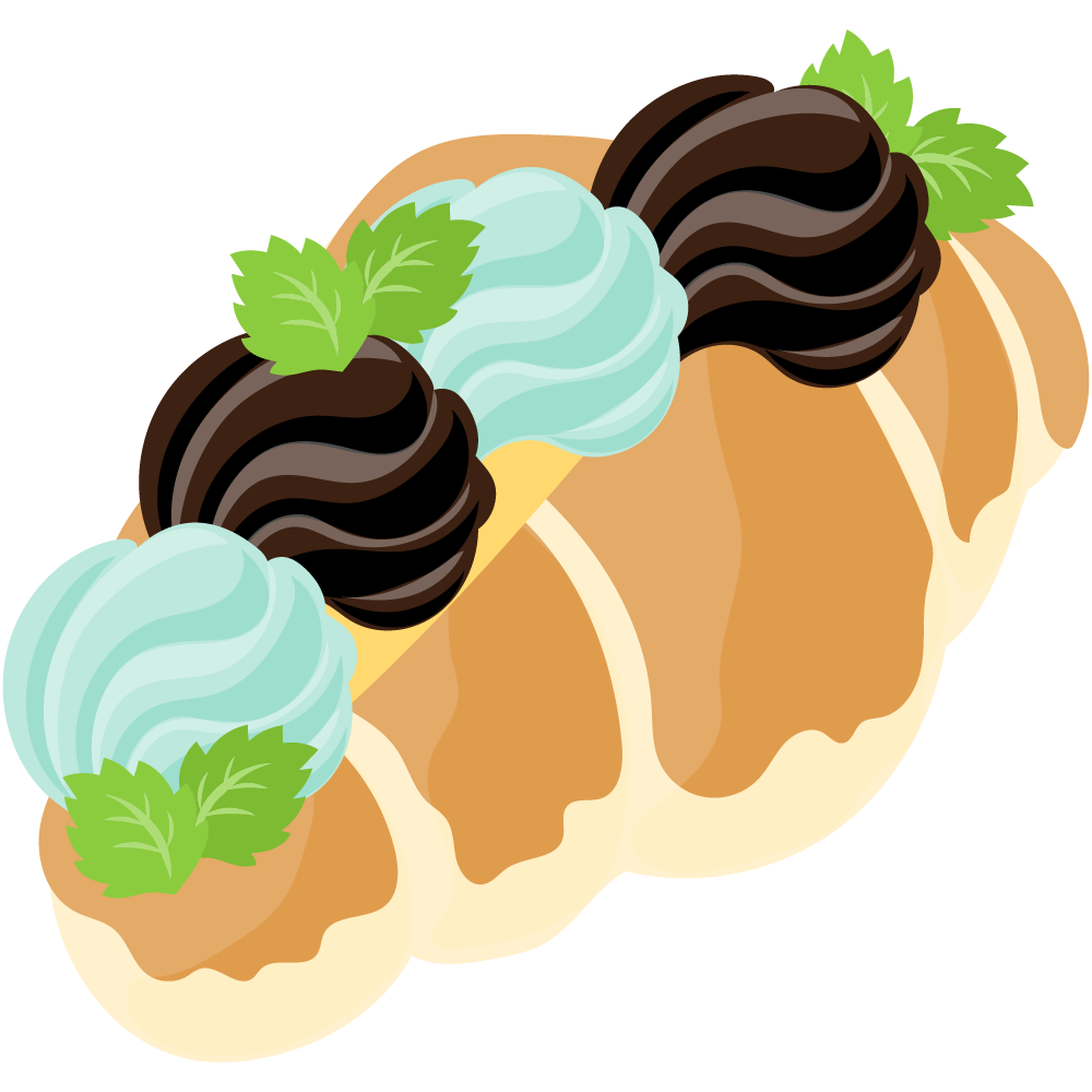 チョコミントスイーツのフリーイラスト素材　-クリームサンド-
