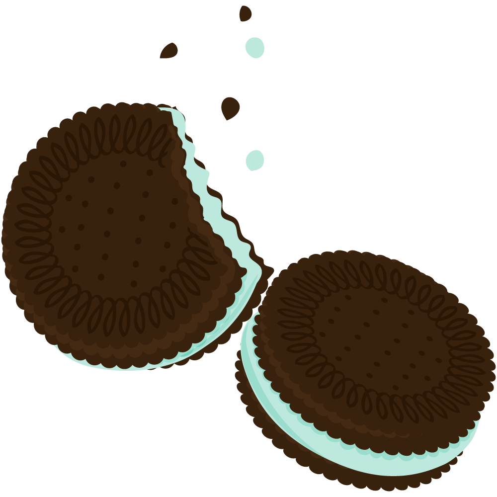 チョコミントスイーツのフリーイラスト素材　-クリームサンドクッキー-