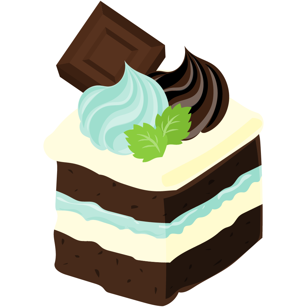 チョコミントスイーツのフリーイラスト素材　-スクエアケーキ-