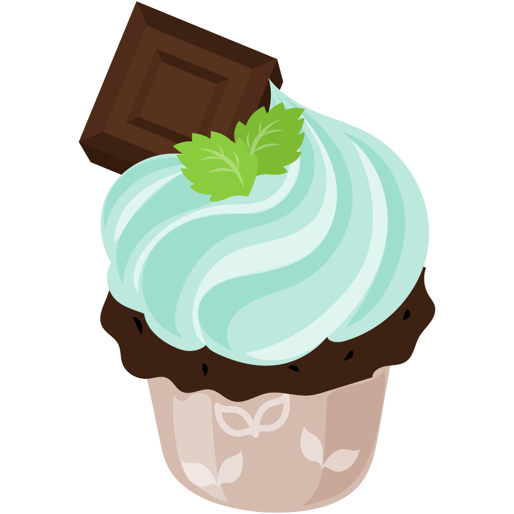 チョコミントスイーツのフリーイラスト素材　-カップケーキ-