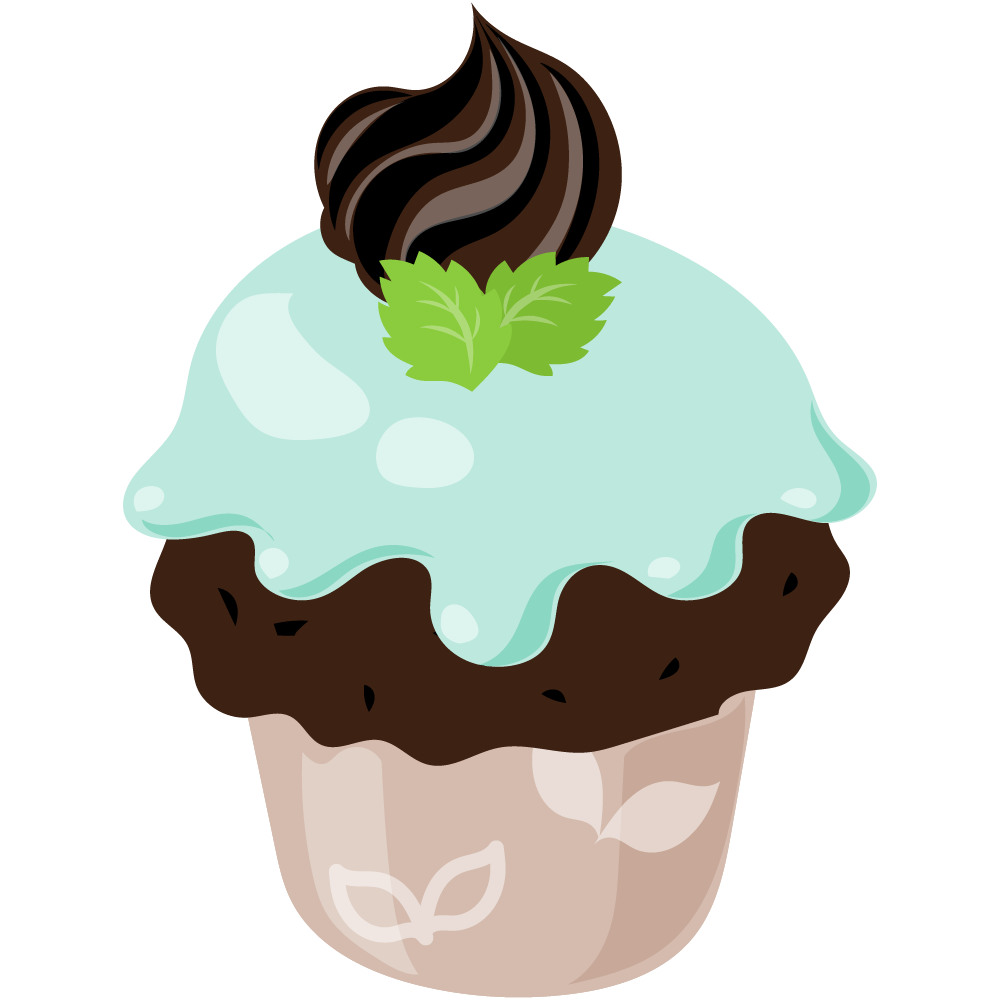 チョコミントスイーツのフリーイラスト素材　-カップケーキ-