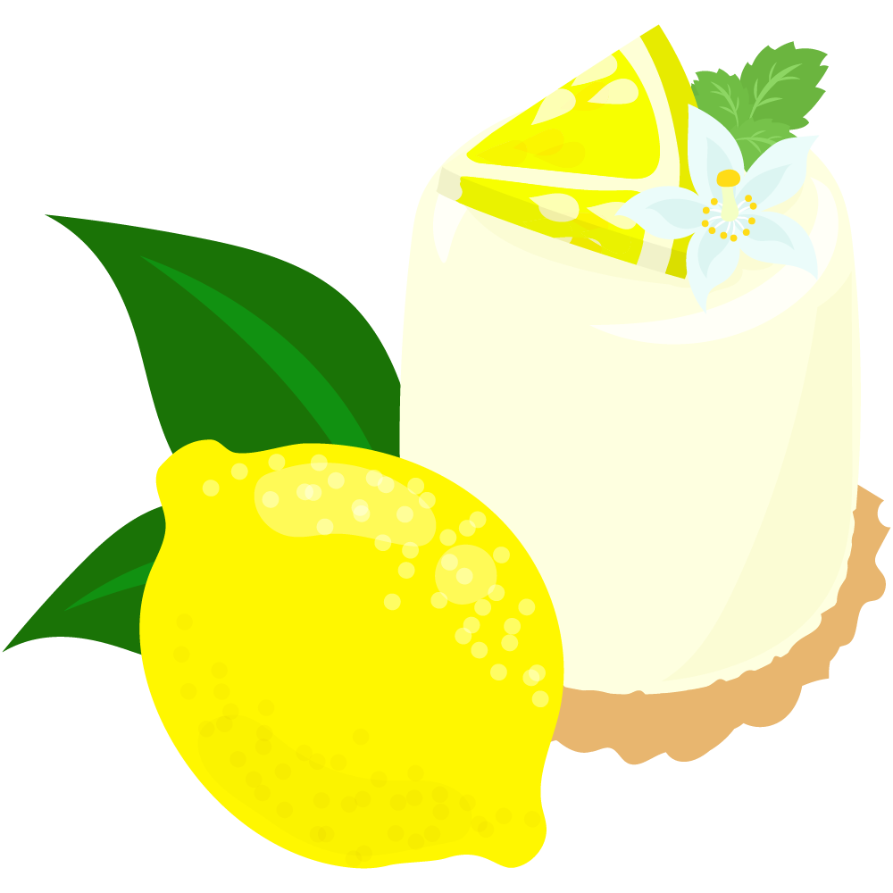 レモンのスイーツのフリーイラスト素材 -レアチーズケーキ-