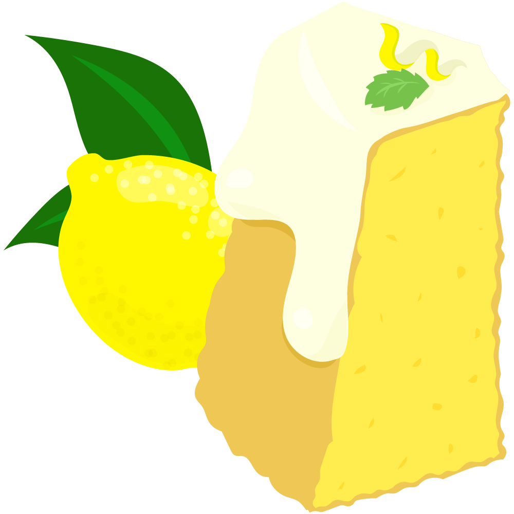 レモンのスイーツのフリーイラスト素材 -シフォンケーキ-