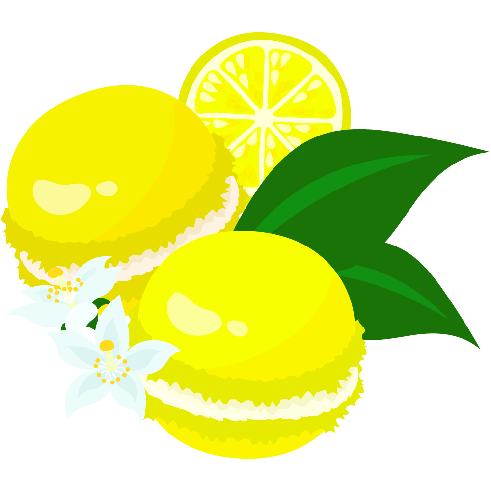 レモンのスイーツのフリーイラスト素材 -マカロン-