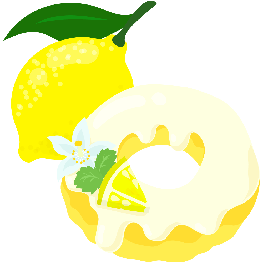 レモンのスイーツのフリーイラスト素材 -ドーナツ-