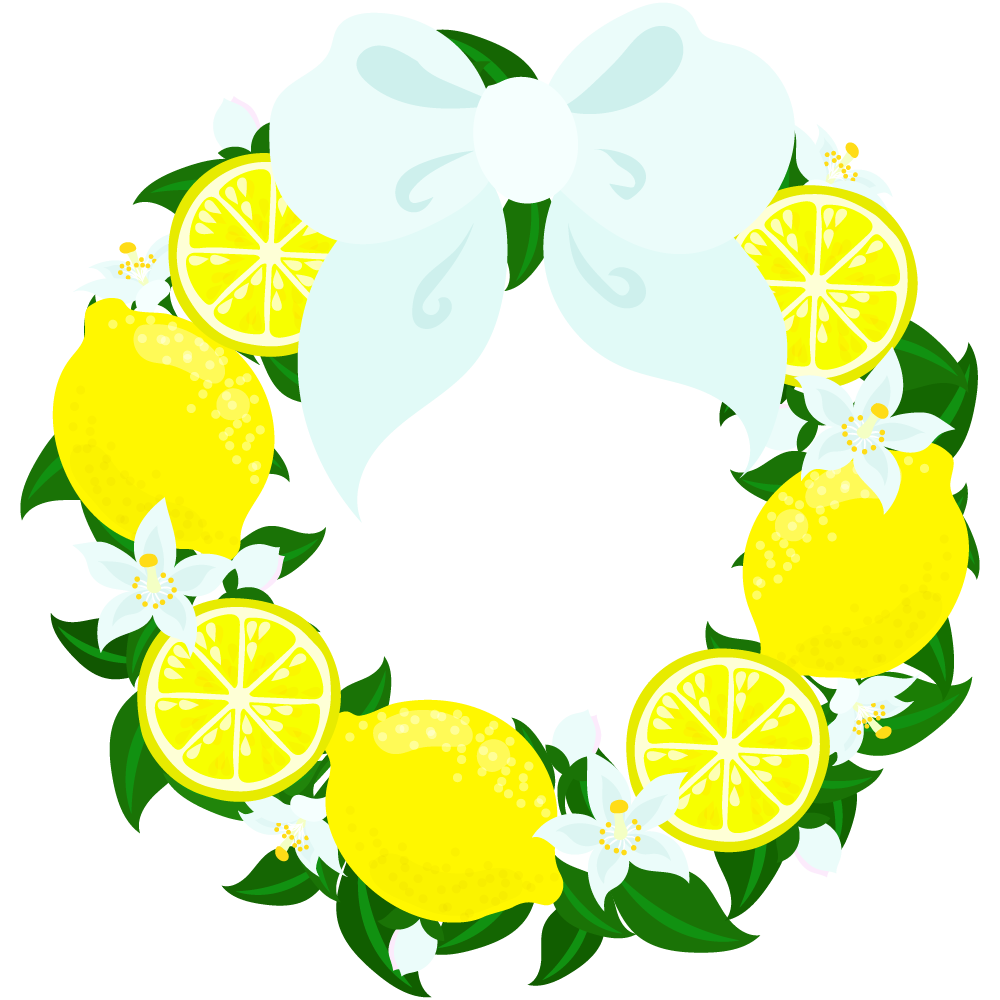 レモンのリースのフリーイラスト素材